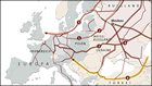 Infografik: Erdgas-Pipelinenetz/ Großansicht : DIE ZEIT Nr. 37/2005