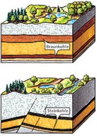 Klett-Grafik:Entstehung von Torf, Braunkohle, Steinkohle